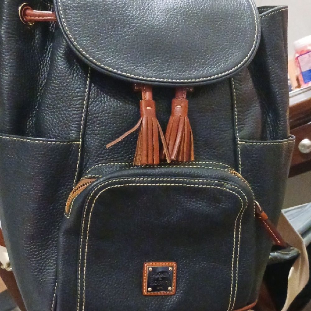 Dooney & Bourke Navy Pebble Grain Leather Large Backpack